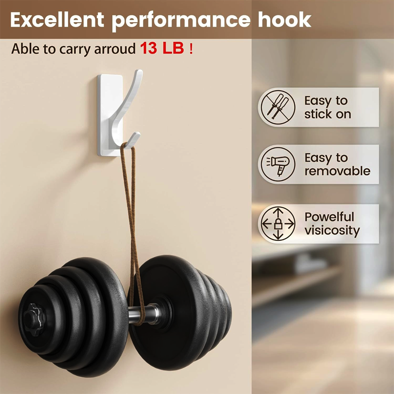 Self Adhesive Towel Hooks 4 Pack White - Image 2