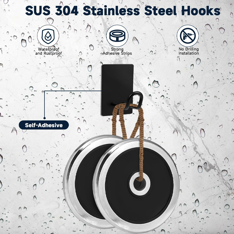 Self Adhesive Hooks 4 Pack Black - Image 3