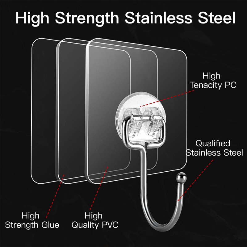 Large Heavy Duty Hooks 10 Pack Clear - Image 2