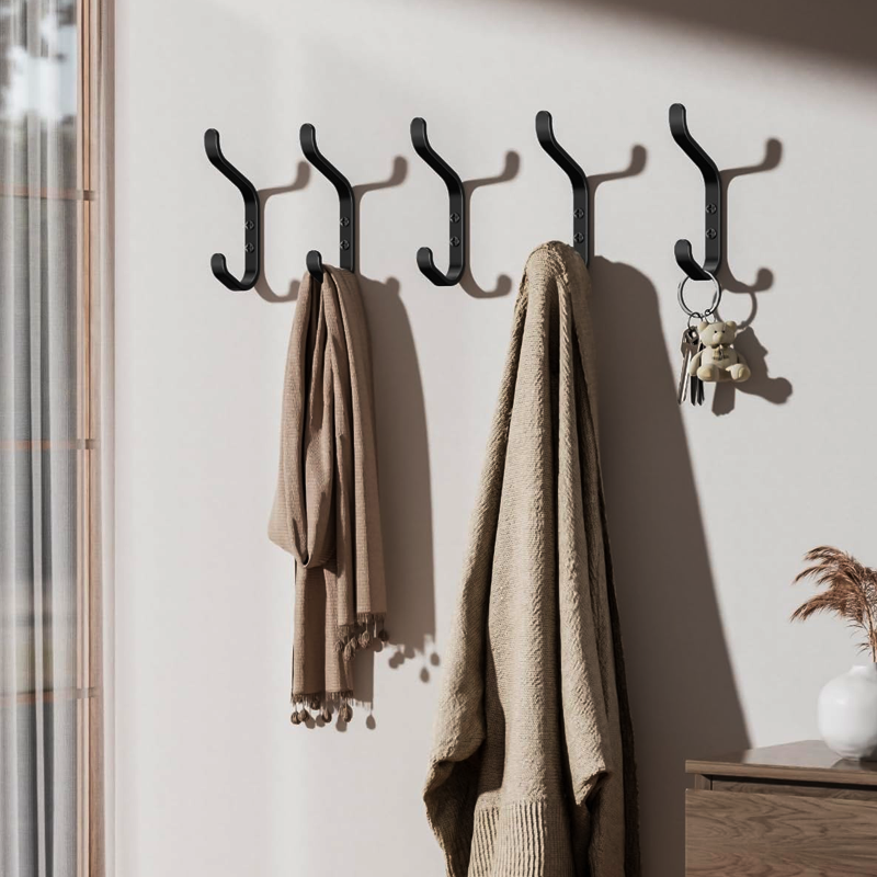 Coat Hook 5 Pack Double Hook Wall Mount - Image 2
